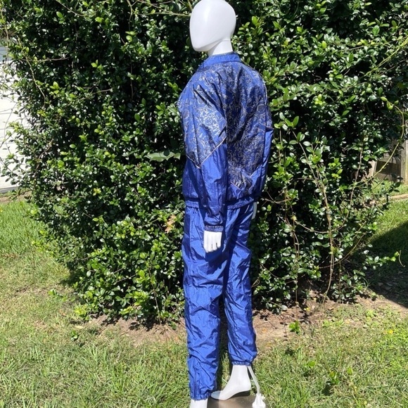 VINTAGE Chaver Graphic Print Royal Blue Parachute Ski Jacket & Pants - Picture 5 of 15